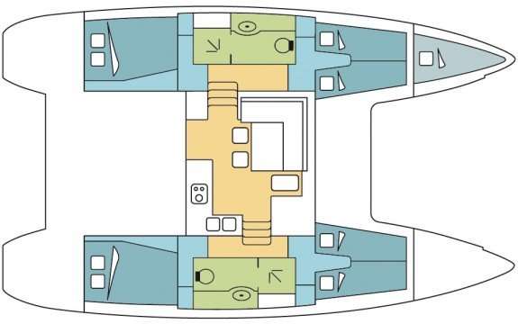 Layout of the boat Lagoon 400 S2