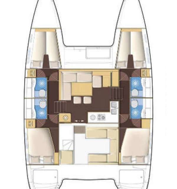 Layout of the boat Lagoon 400 S2