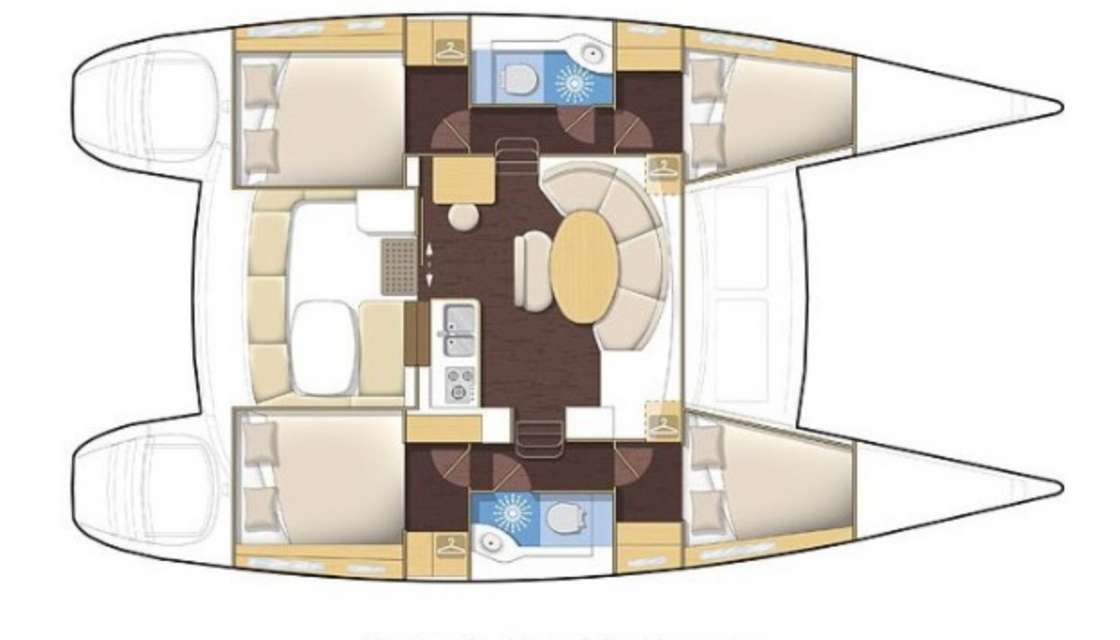 Layout of the boat Lagoon 400 S2