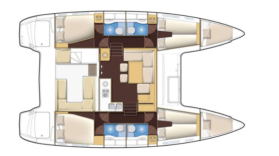 Layout of the boat Lagoon 400 S2