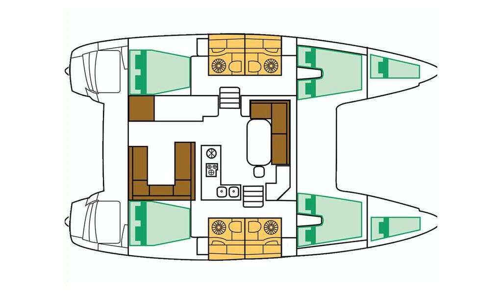 Layout of the boat Lagoon 400 S2