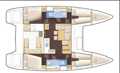 Layout of the boat Lagoon 400 S2