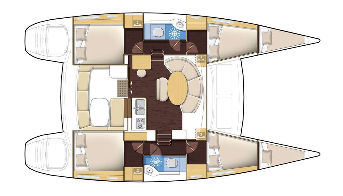 Layout of the boat Lagoon 380 S2