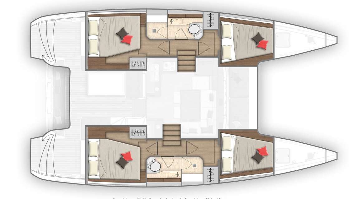 Distribución del barco Lagoon 40