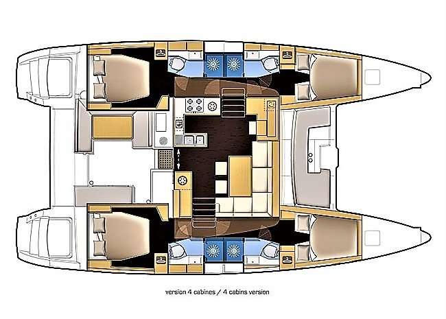 Layout of the boat Lagoon 42