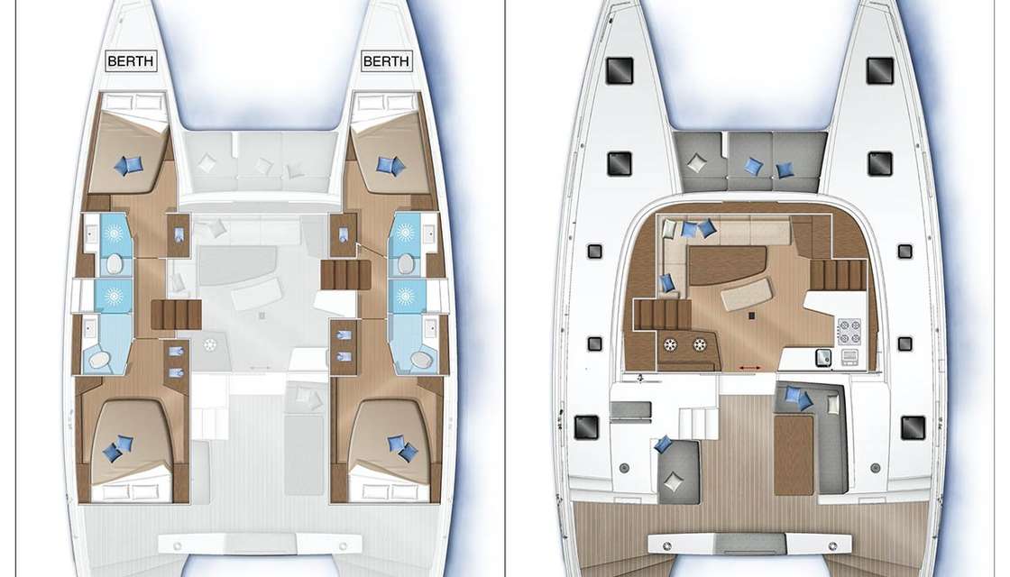 Layout of the boat Lagoon 42