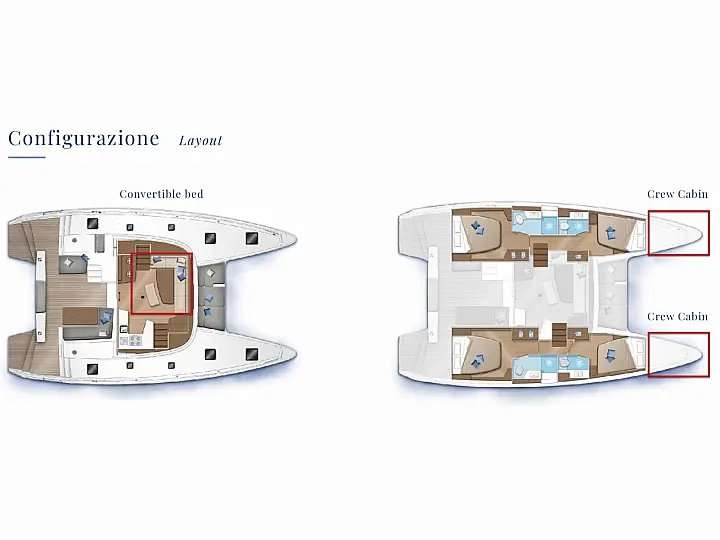 Layout of the boat Lagoon 42