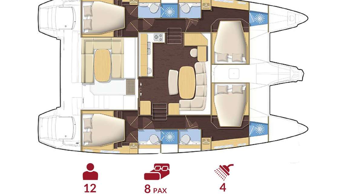 Layout of the boat Lagoon 421