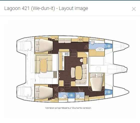 Layout of the boat Lagoon 421