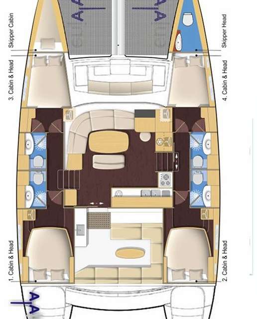 Layout of the boat Lagoon 440