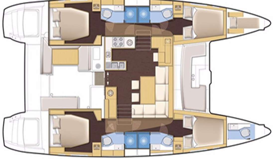 Layout of the boat Lagoon 450 F