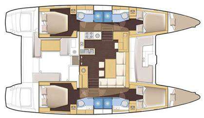 Layout of the boat Lagoon 450 F