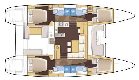 Layout of the boat Lagoon 450 F