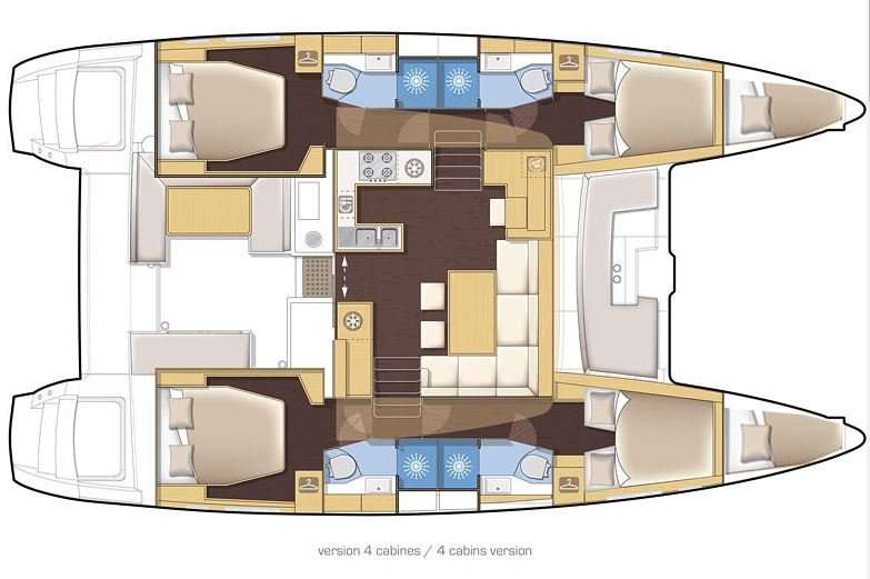 Layout of the boat Lagoon 450 F