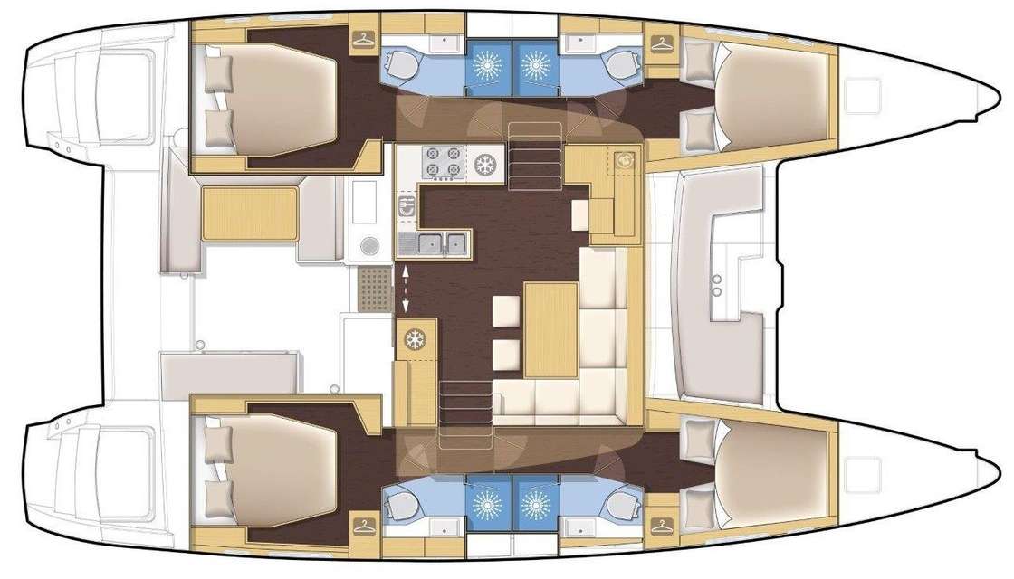 Layout of the boat Lagoon 450 F