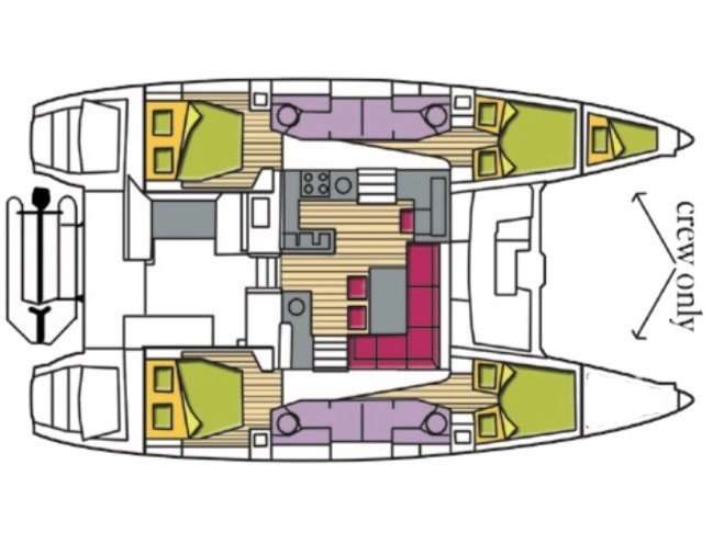 Layout of the boat Lagoon 450 F