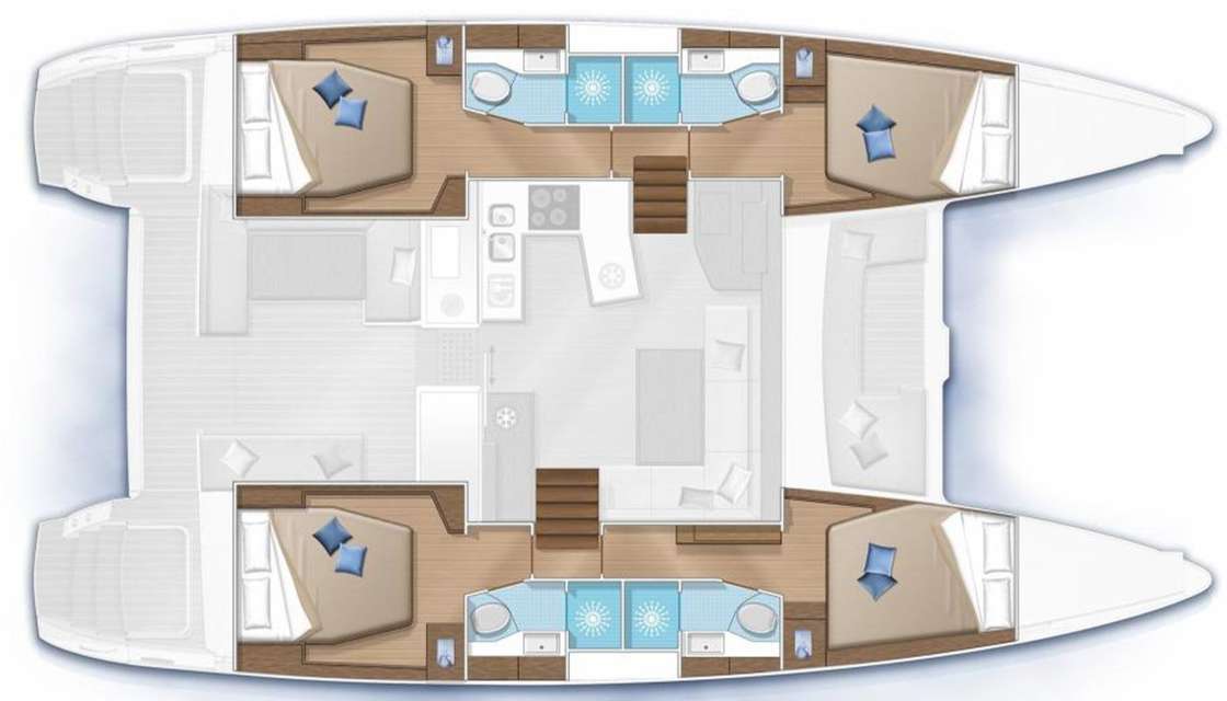 Layout of the boat Lagoon 450 F