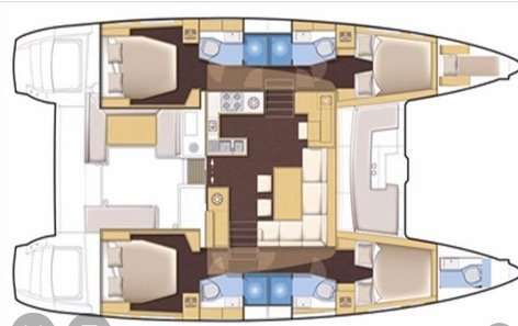 Layout of the boat Lagoon 450 F