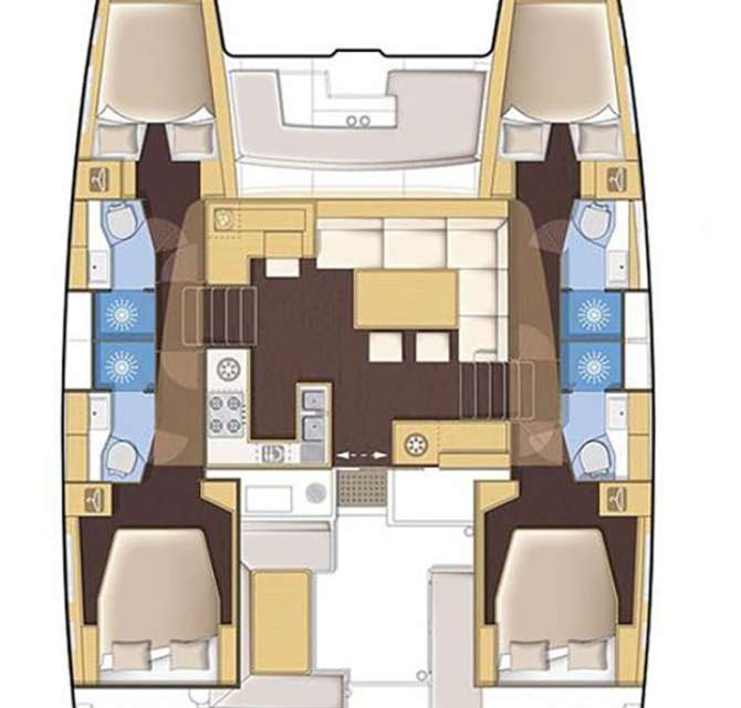 Layout of the boat Lagoon 450 F