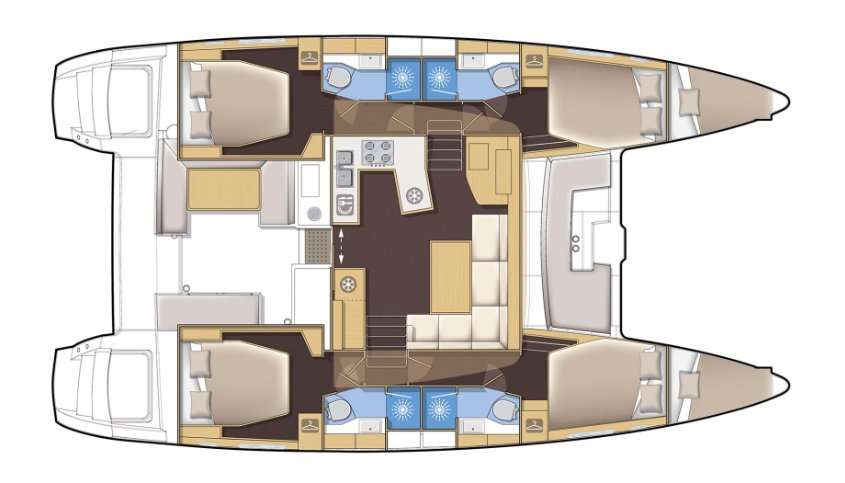 Layout of the boat Lagoon 450 F