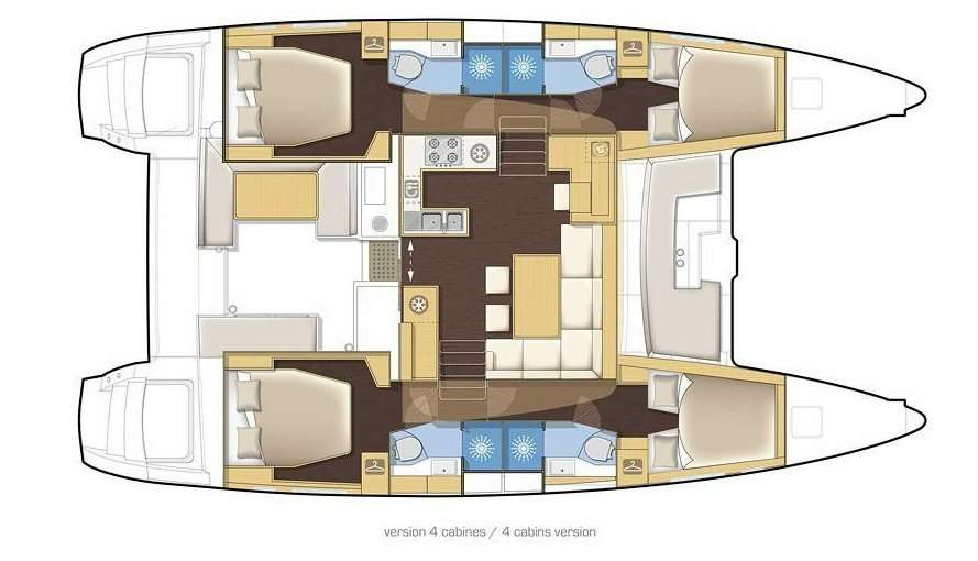 Layout of the boat Lagoon 450 F