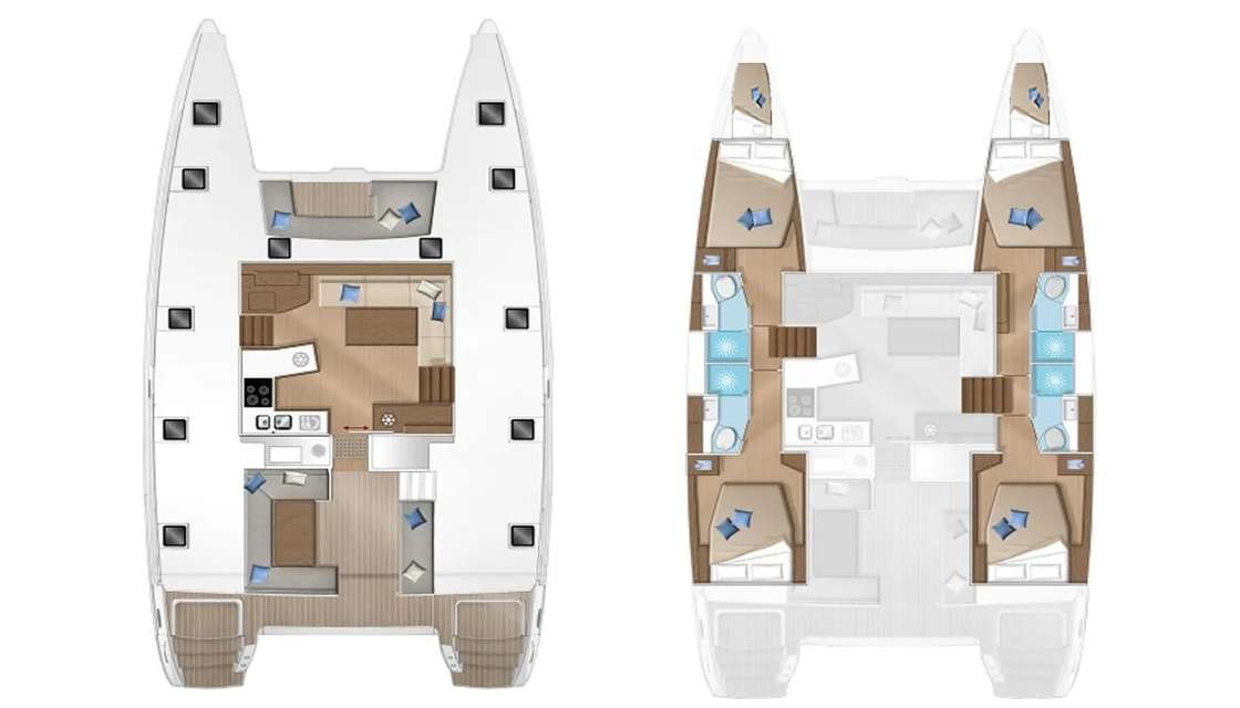 Layout of the boat Lagoon 450 F