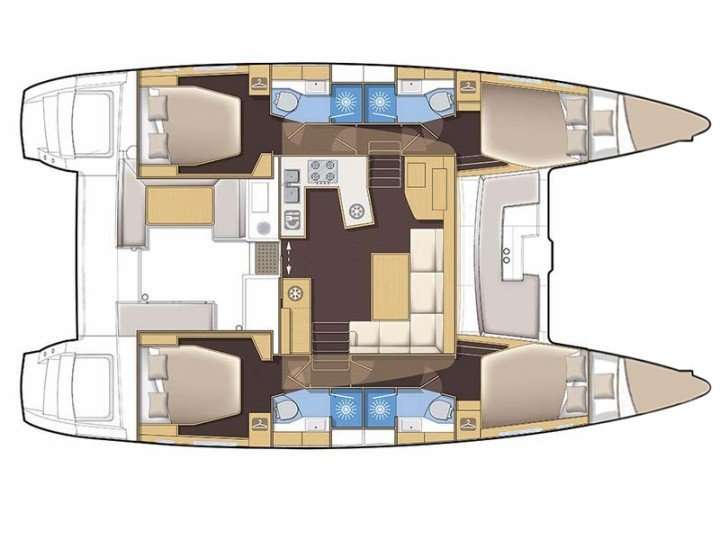 Layout of the boat Lagoon 450 F