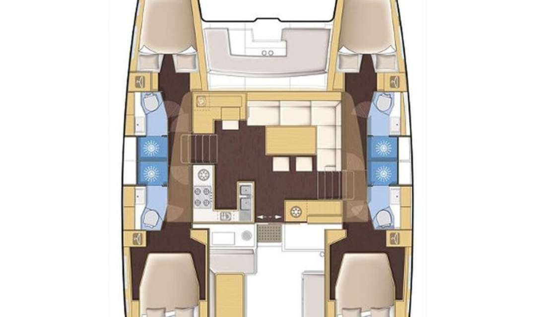 Layout of the boat Lagoon 450 F