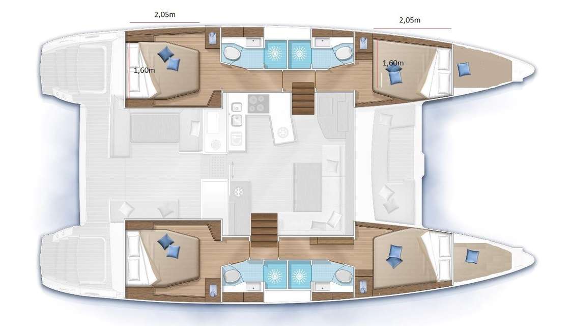 Layout of the boat Lagoon 450 SporTop