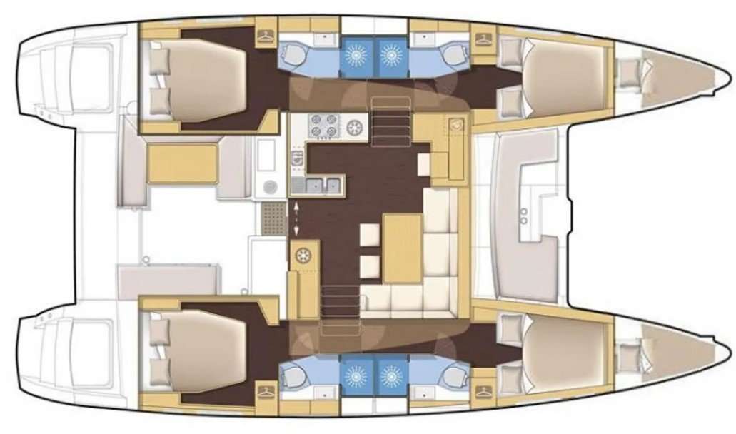 Layout of the boat Lagoon 450 SporTop