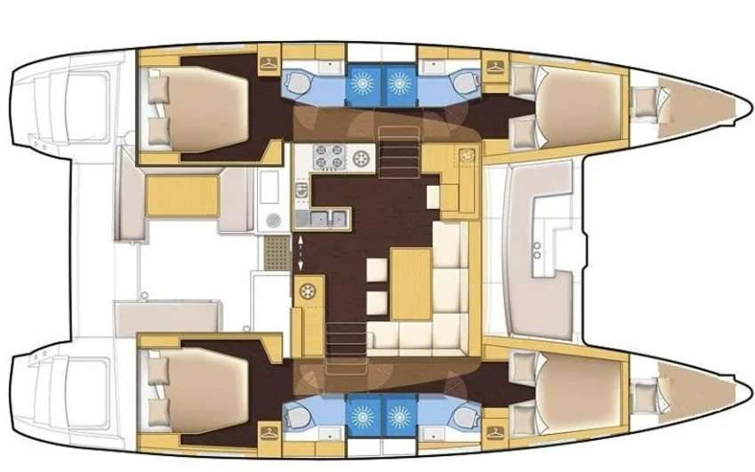 Layout of the boat Lagoon 450 SporTop