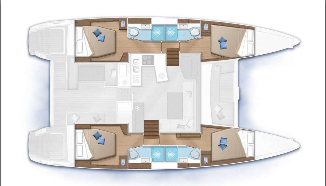 Layout of the boat Lagoon 450 SporTop