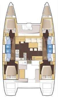 Distribución del barco Lagoon 450 SporTop