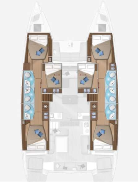 Layout of the boat Lagoon 50