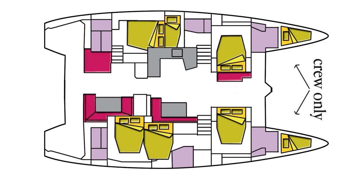 Distribución del barco Lagoon 52