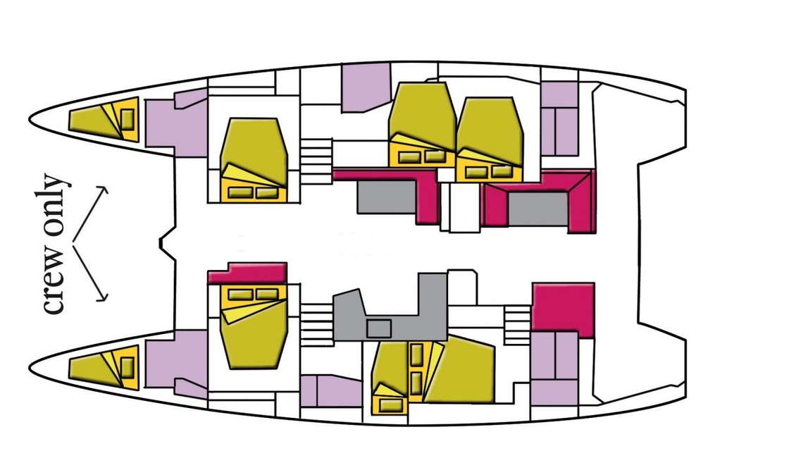 Layout of the boat Lagoon 52