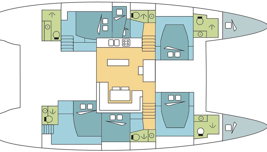 Layout of the boat Lagoon 52 Fly