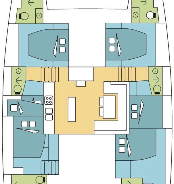 Layout of the boat Lagoon 52 Fly