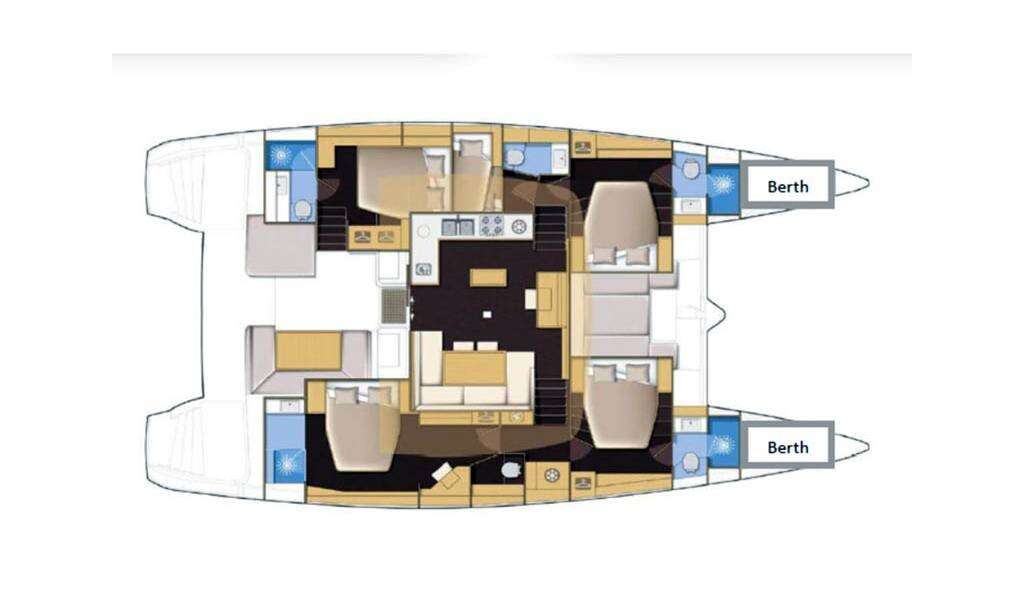 Distribución del barco Lagoon 52 Fly