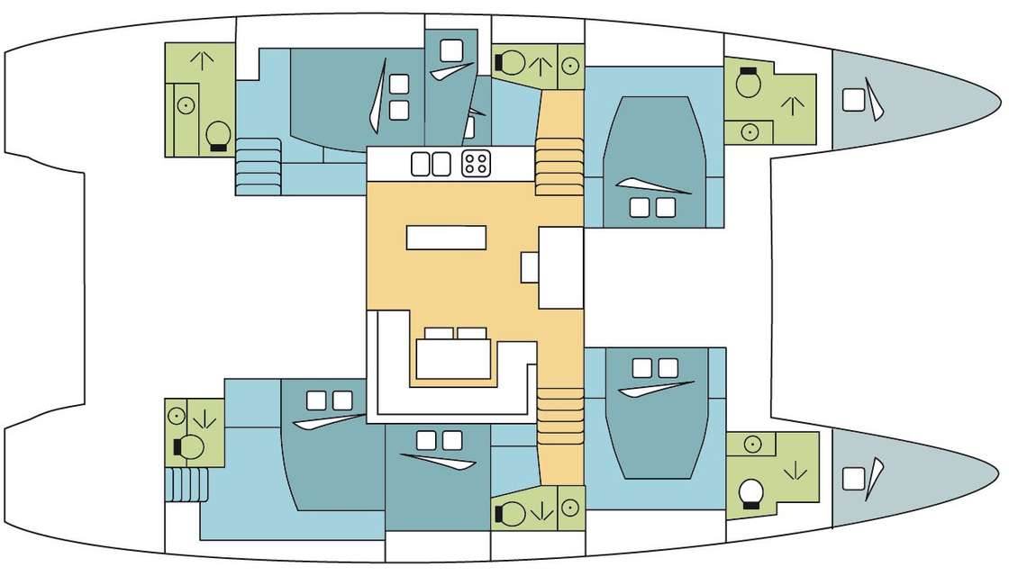 Layout of the boat Lagoon 52 Fly