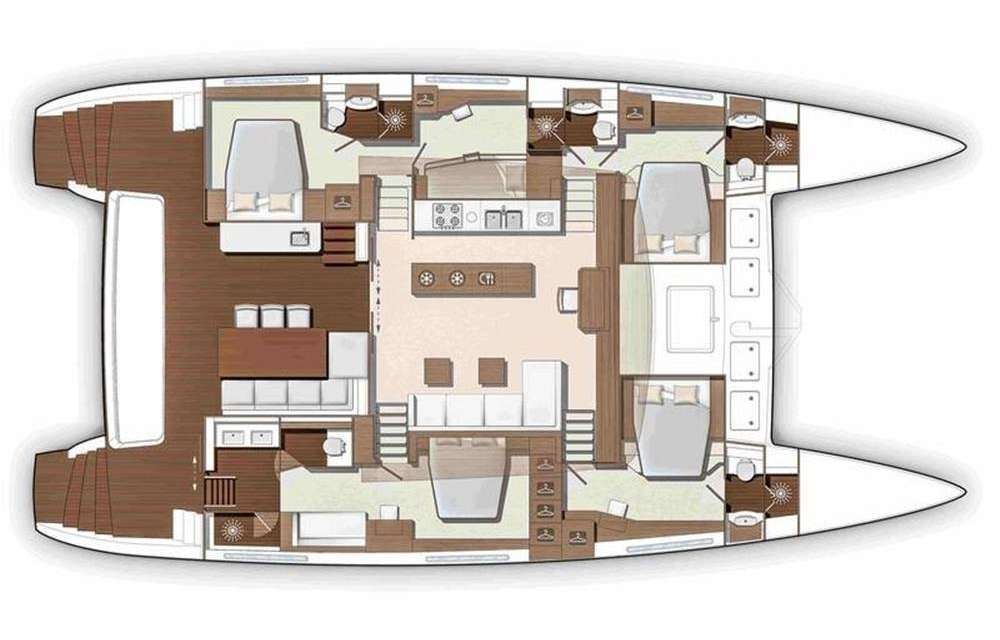 Layout of the boat Lagoon 630 MY