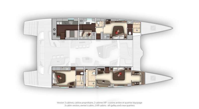 Distribución del barco Lagoon Seventy 7