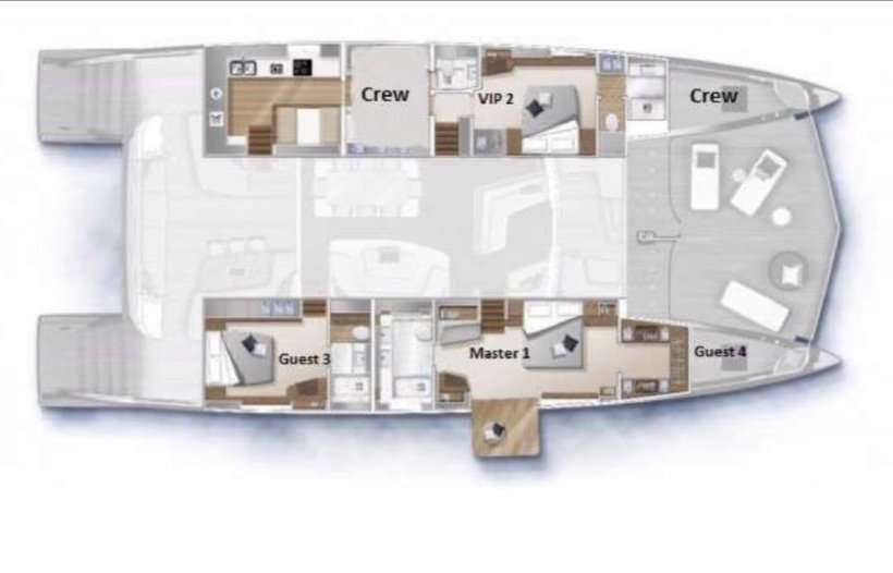 Layout of the boat Lagoon Seventy 8