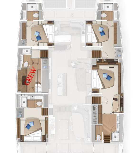 Layout of the boat Lagoon Sixty 5