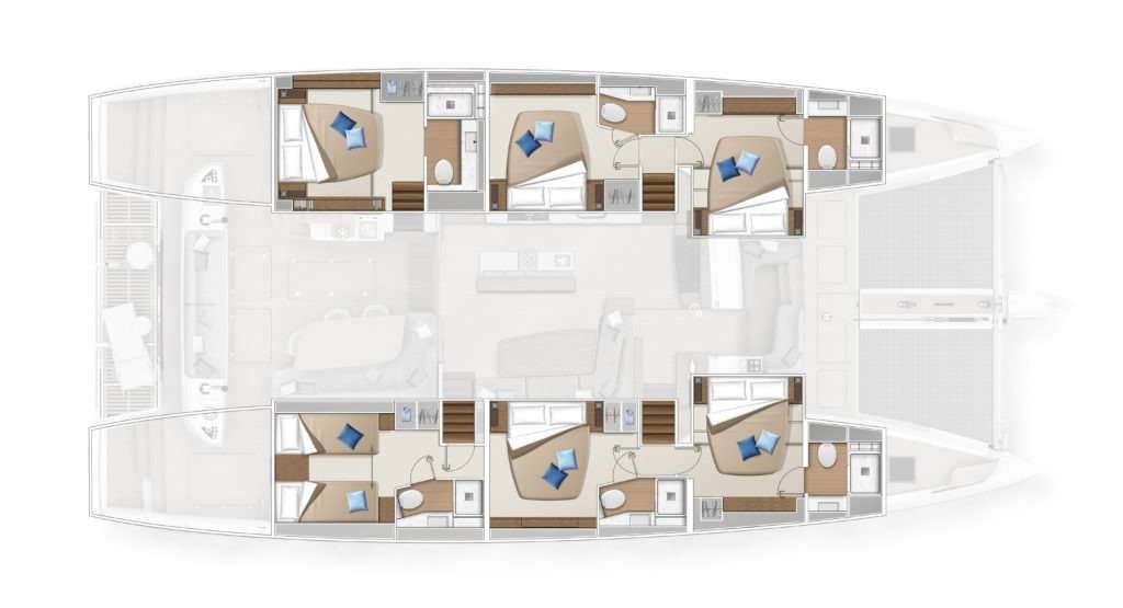 Layout of the boat Lagoon Sixty 5