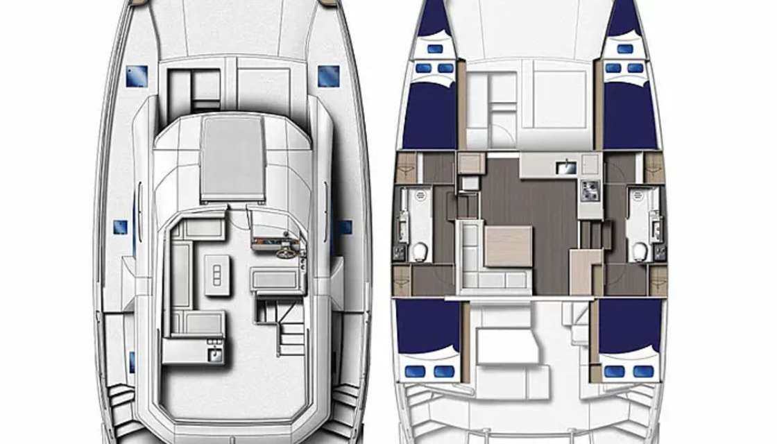 Layout of the boat Leopard 43 PC