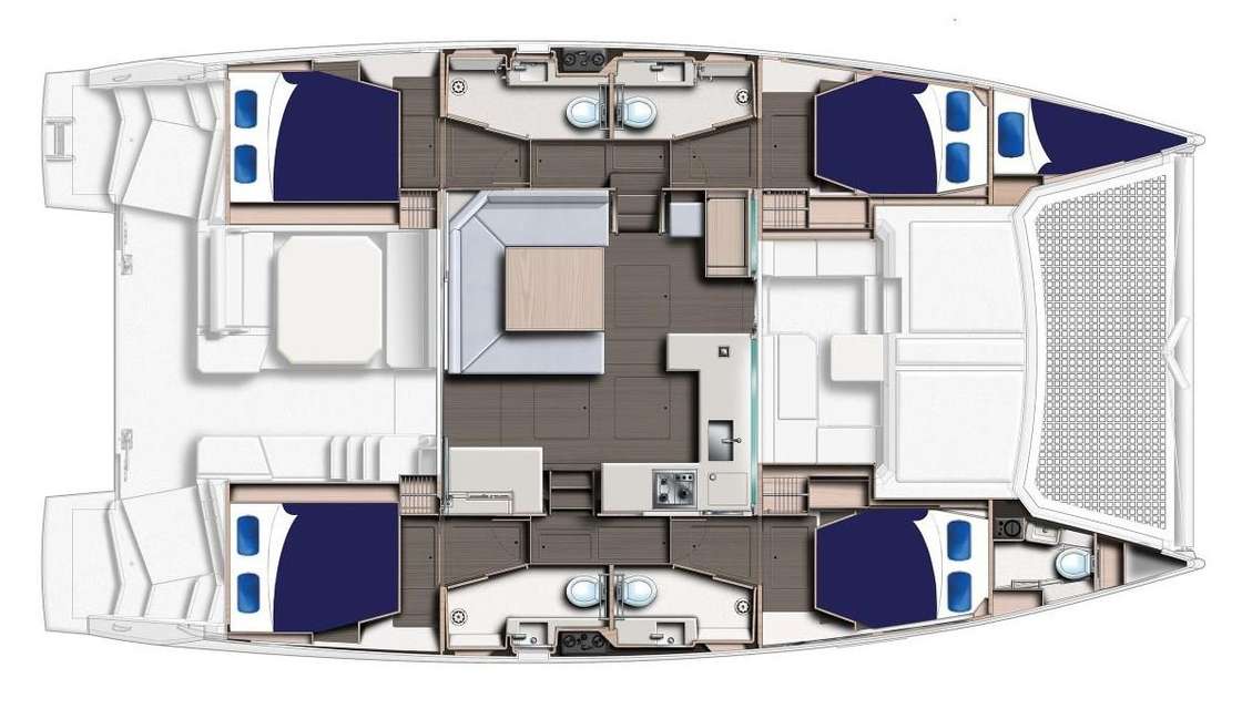 Distribución del barco Leopard 45