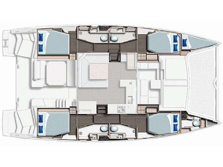 Distribución del barco Leopard 45