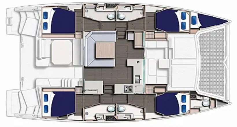 Layout of the boat Leopard 45