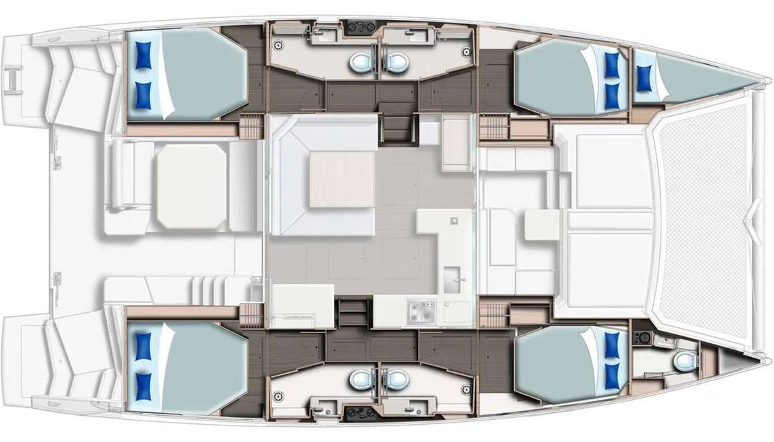 Distribución del barco Leopard 45